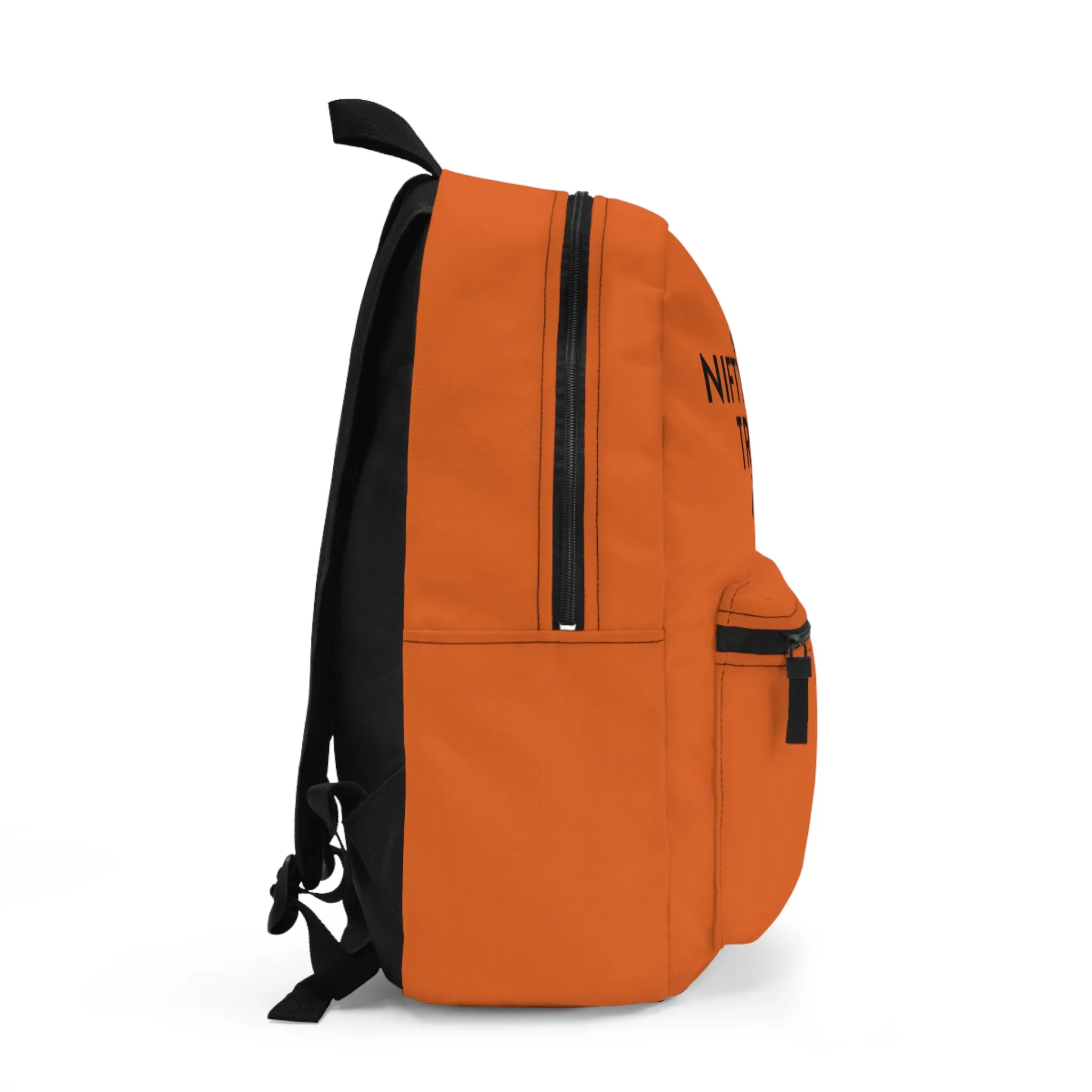 Nifty Ducks Travel Logo Backpack - Travel Bag with Black Duck Design - Orange