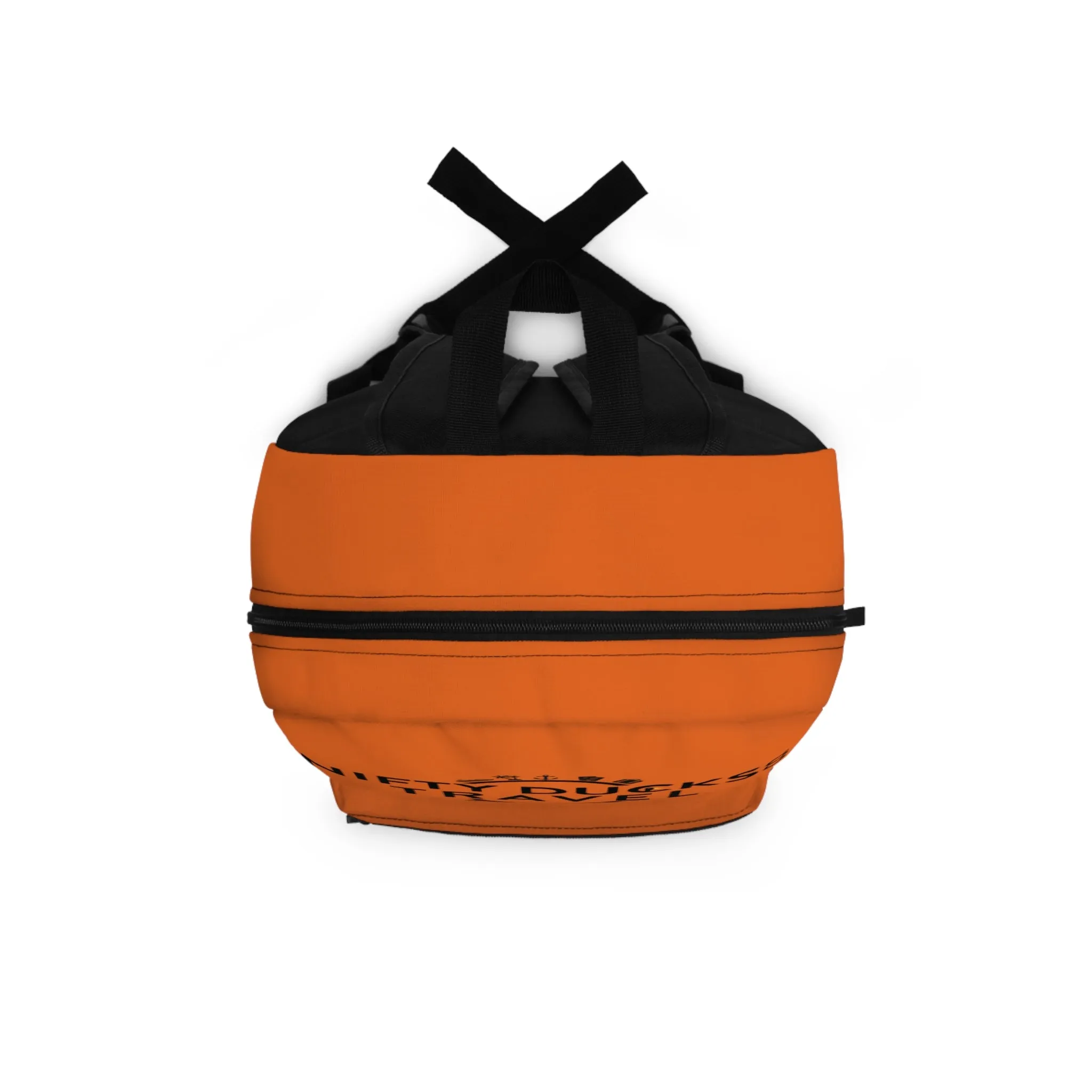 Nifty Ducks Travel Logo Backpack - Travel Bag with Black Duck Design - Orange