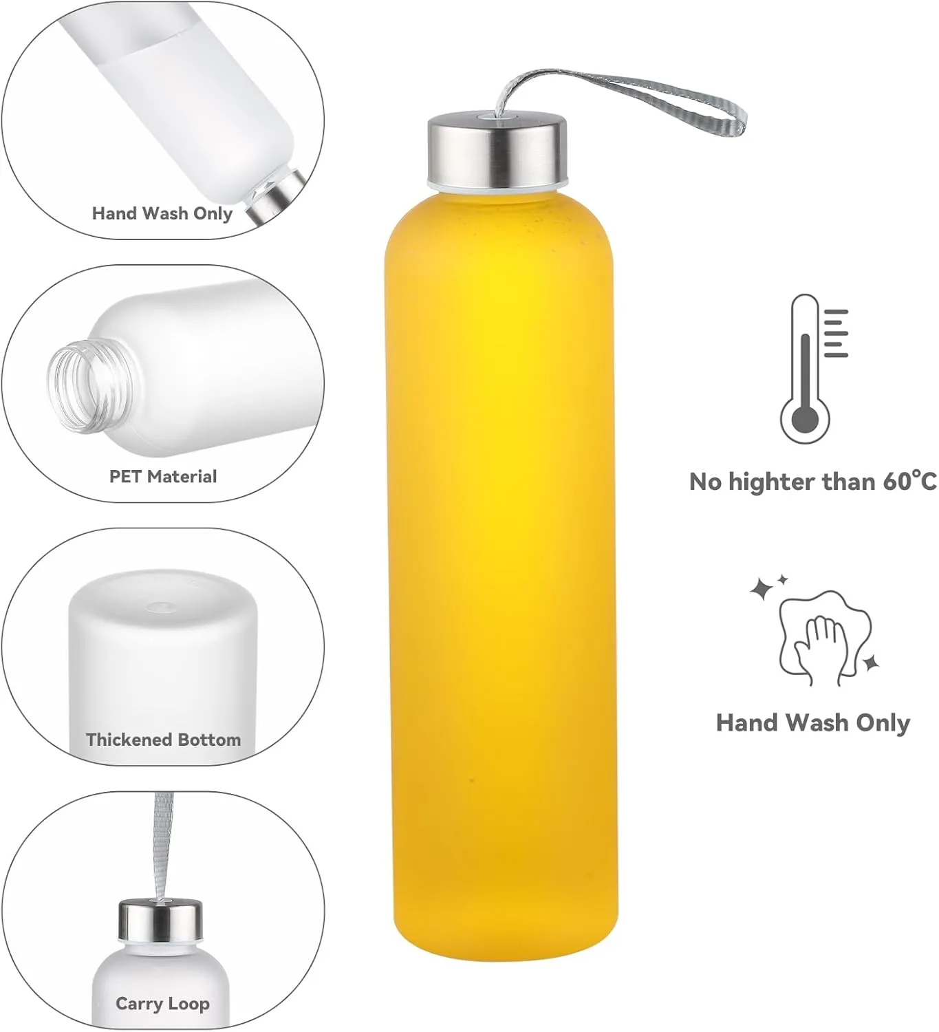 novelinks 8 Pack 27OZ Frosted Water Bottles with Stainless Steel Silver Lid,Leakproof Gym Bottles, Reusable Sport Water Jug for Fitness Camping Office