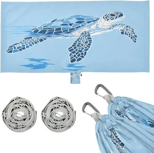 Ocean Light Blue Sea Turtle Camping Hammock Single Portable Hammocks 330 lbs Capacity with 2 Tree Straps and Attached Carry Bag,Perfect for Outdoor,Indoor,Beach,Camping,Travel