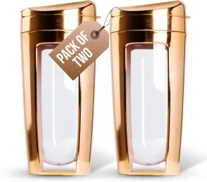 Odor-Free Fitness Bottle Flip Lid – Leakproof, Eco-Friendly, Easy Clean, Multi-Use Hydration Bottle – White, Chrome Rose Gold, Pink, Purple, Beige (Chrome Rose Gold, Pack of 2)