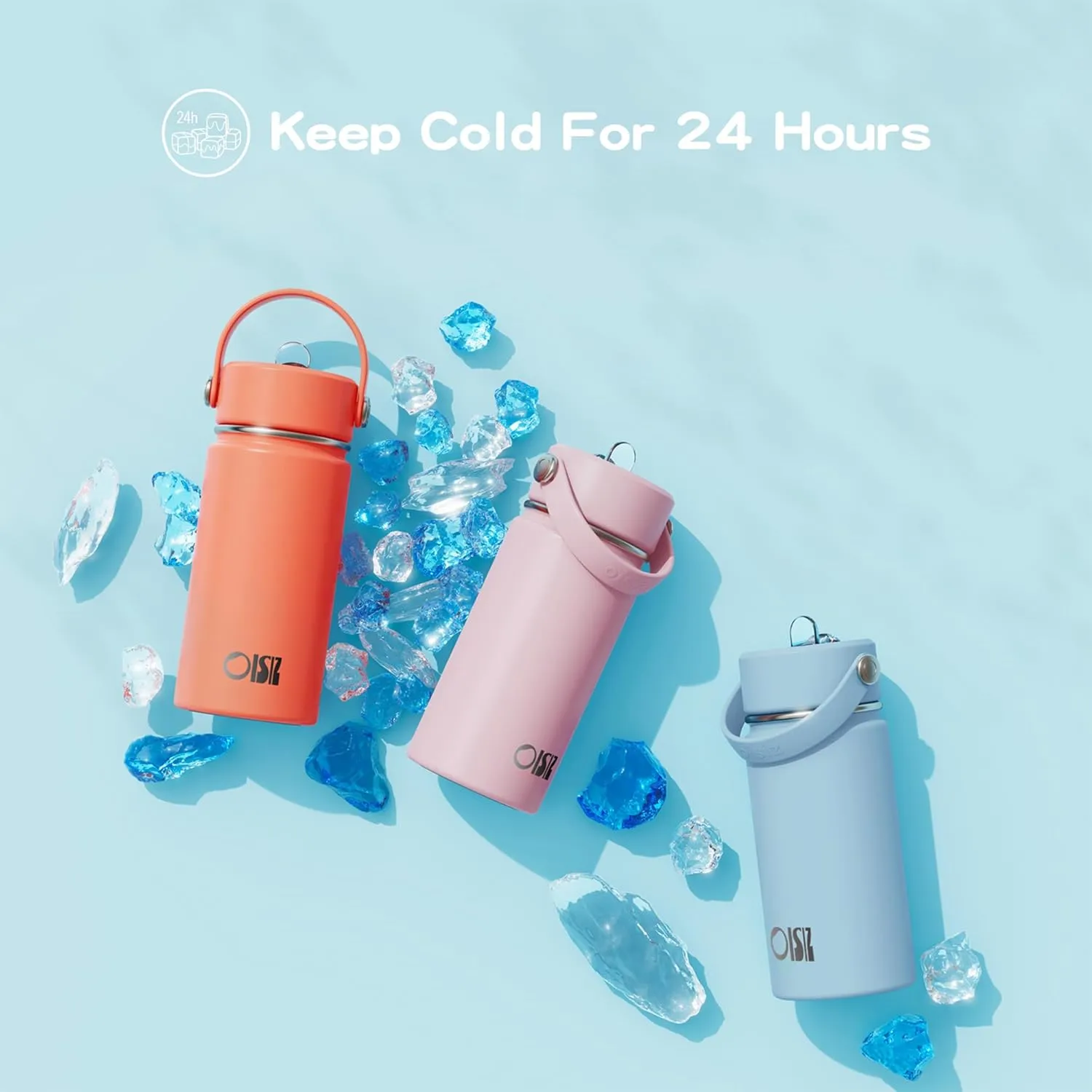 OISIZ Kids Water Bottle with Straw Lid 14oz, Vacuum Insulated 316 Stainless Steel Thermos for Kids for School, Leakproof Insulated Cup, BPA Free and Keep Cold for 24 Hours, Easy to Clean