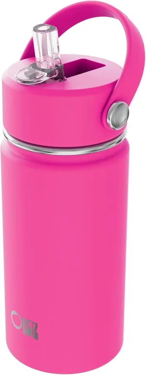 OISIZ Kids Water Bottle with Straw Lid 14oz, Vacuum Insulated 316 Stainless Steel Thermos for Kids for School, Leakproof Insulated Cup, BPA Free and Keep Cold for 24 Hours, Easy to Clean