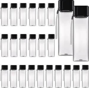 Olgaa 24 Pcs Water Bottle Bulk 16oz Kids Water Bottle Reusable Leak Portable Plastic Sports Drink Water Bottles With Handle Strap for Cycling Camping Hiking Gym Yoga (Black)