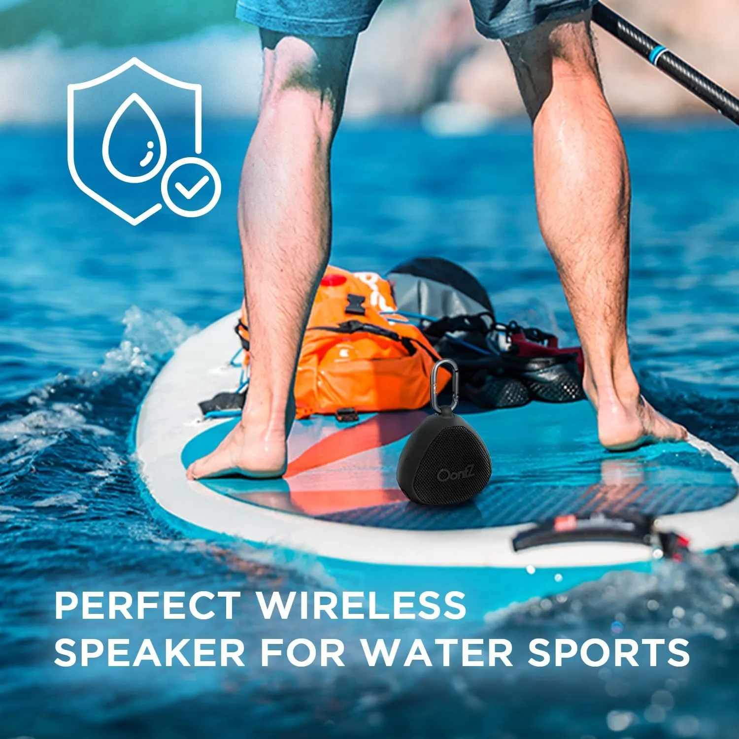 Oontz Mini Bluetooth Speaker 5.0-5W Sound, 12-Hr Battery, 100ft Wireless Range, IPX7 Waterproof, Budget-Friendly Small Portable Clip On Speaker for Shower, Travel, Party, Outdoor or Home (Black)