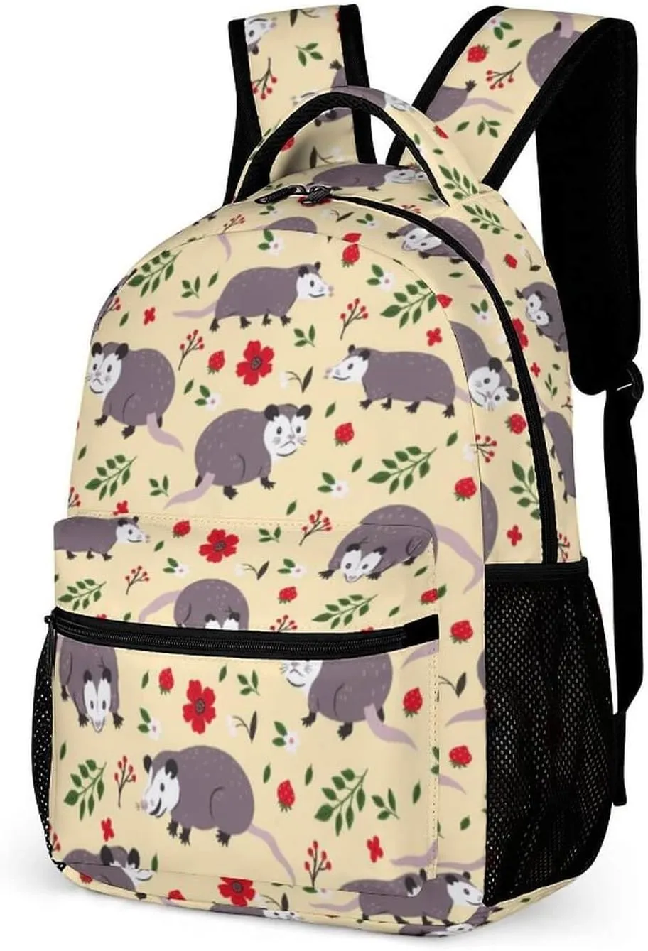 Opossum School Backpack for Kids Girls Boys, 16 Inch Cute Opossums Themed Bookbag, Personalized School Backpack for Students Children, Lightweight, Large Capacity