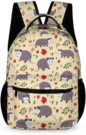 Opossum School Backpack for Kids Girls Boys, 16 Inch Cute Opossums Themed Bookbag, Personalized School Backpack for Students Children, Lightweight, Large Capacity