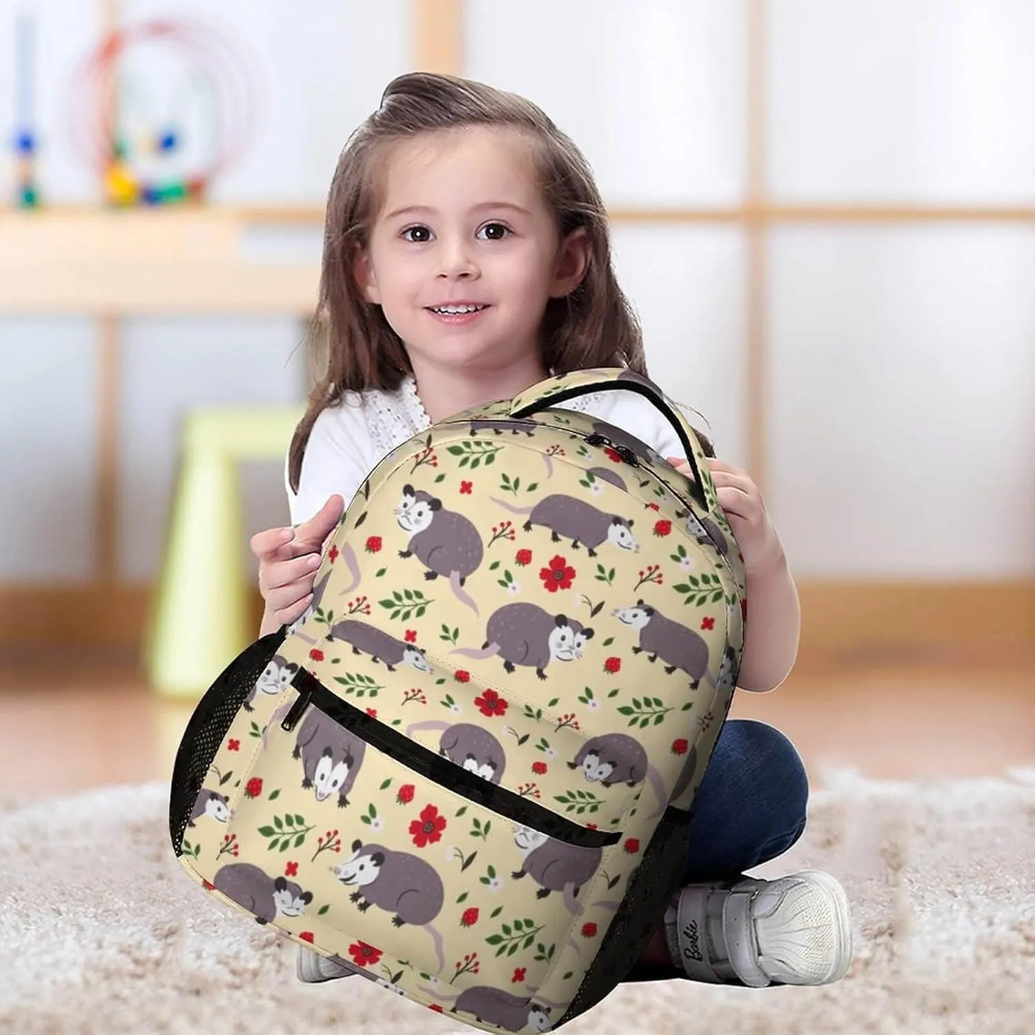 Opossum School Backpack for Kids Girls Boys, 16 Inch Cute Opossums Themed Bookbag, Personalized School Backpack for Students Children, Lightweight, Large Capacity