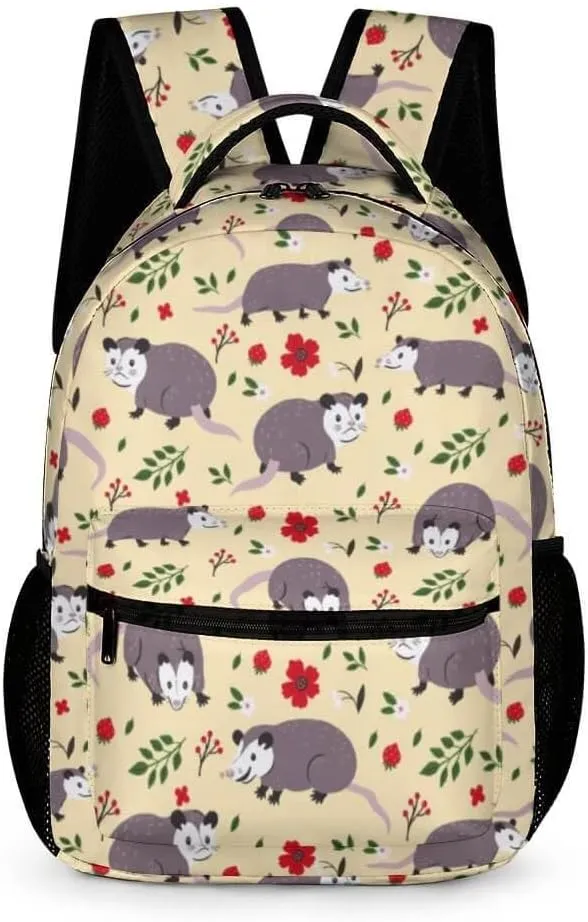Opossum School Backpack for Kids Girls Boys, 16 Inch Cute Opossums Themed Bookbag, Personalized School Backpack for Students Children, Lightweight, Large Capacity