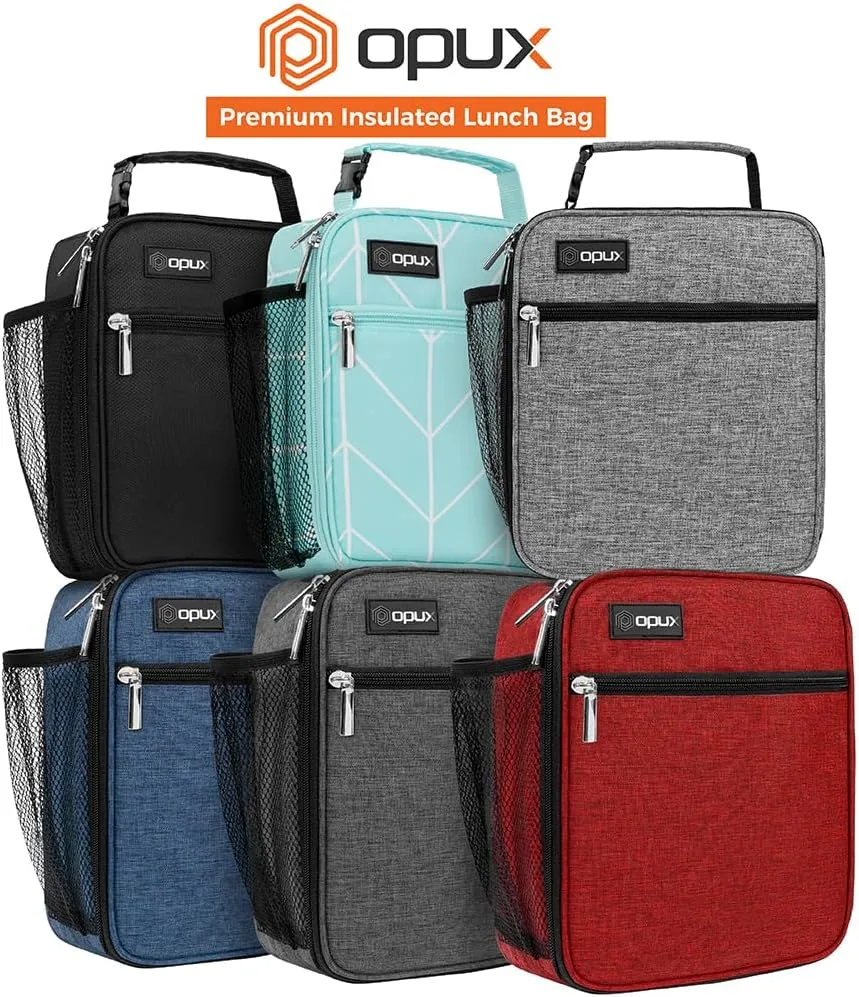 opux Insulated Lunch Bag Kids, Leakproof Soft Lunch Box for Boys Girls, School Lunch Cooler Bag, Small Lunch Bags for Men Women Adults Teen, Reusable Lunchbox Pail for Work, Black