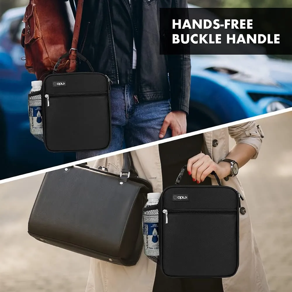 opux Insulated Lunch Bag Kids, Leakproof Soft Lunch Box for Boys Girls, School Lunch Cooler Bag, Small Lunch Bags for Men Women Adults Teen, Reusable Lunchbox Pail for Work, Black