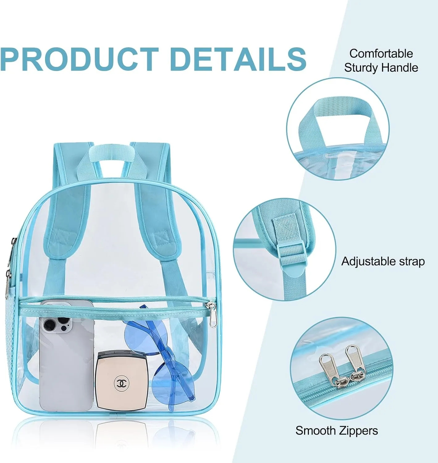 Oraben Clear Backpack for Stadium Events Stadium Backpack Waterproof 12x6x12 Clear Bag for Adult Concert Sport Work