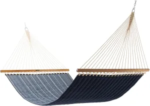 Original Pawleys Island Large Equal Ink Sunbrella Quilted Hammock with Free Extension Chains & Tree Hooks, Handcrafted in The USA, Accommodates 2 People, 450 LB Weight Capacity, 13 ft. x 55 in.