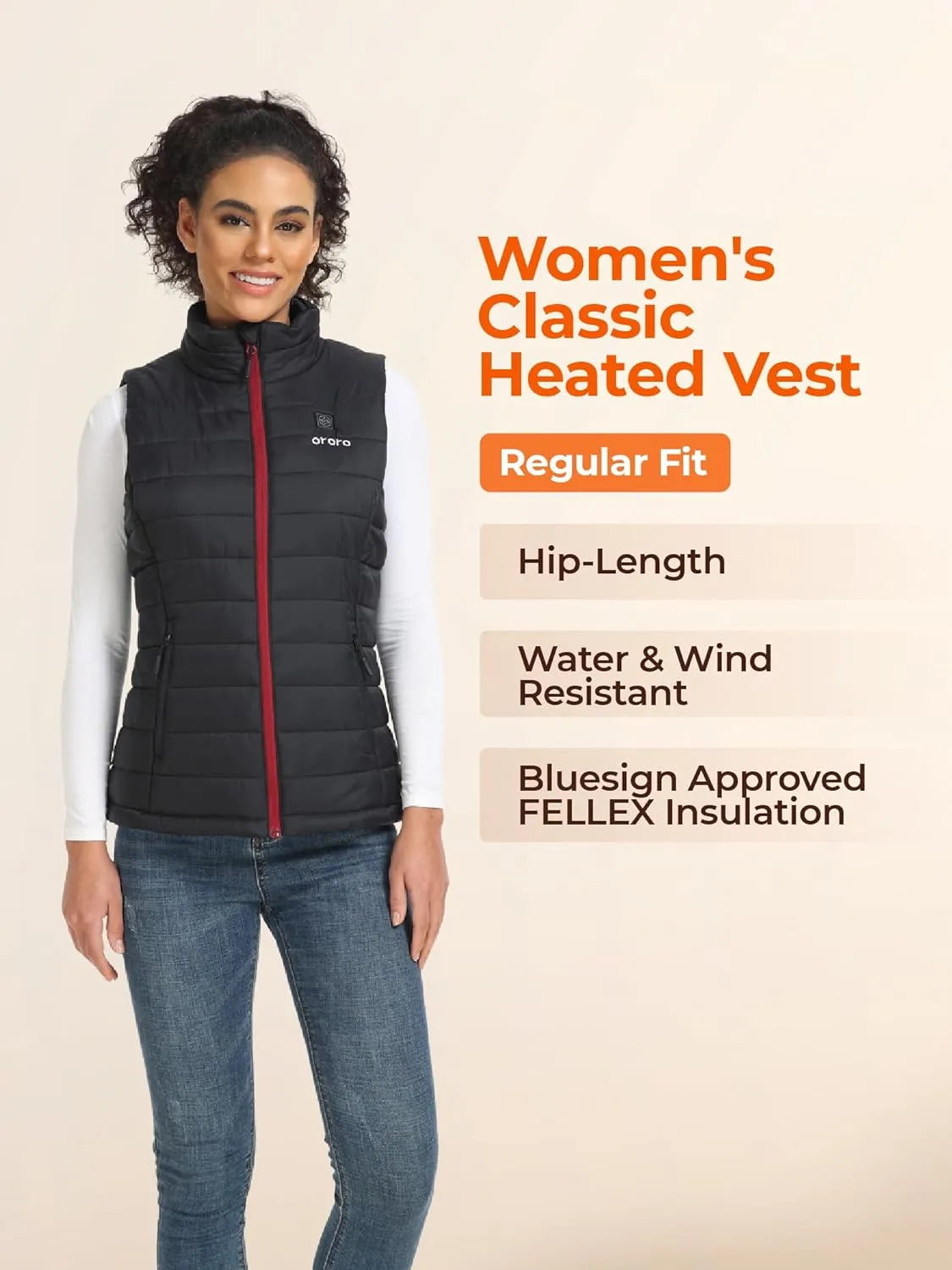 ORORO Women's Lightweight Heated Vest with Battery Pack (Charger Not Included)