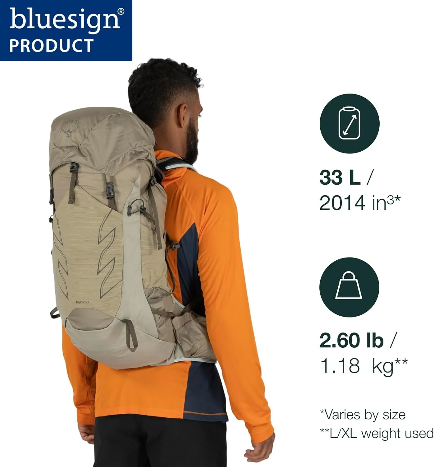 Osprey Talon 33L Men's Hiking Backpack with Hipbelt, Eclipse Grey, S/M