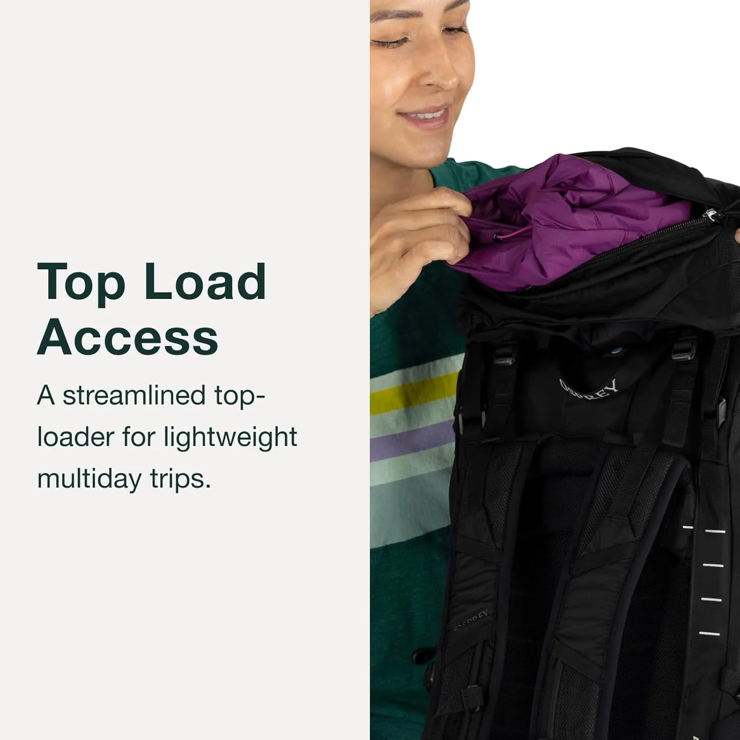 Osprey Tempest 44L Women's Lightweight Hiking Backpack with Hipbelt, Black/Coal Grey, XS/S