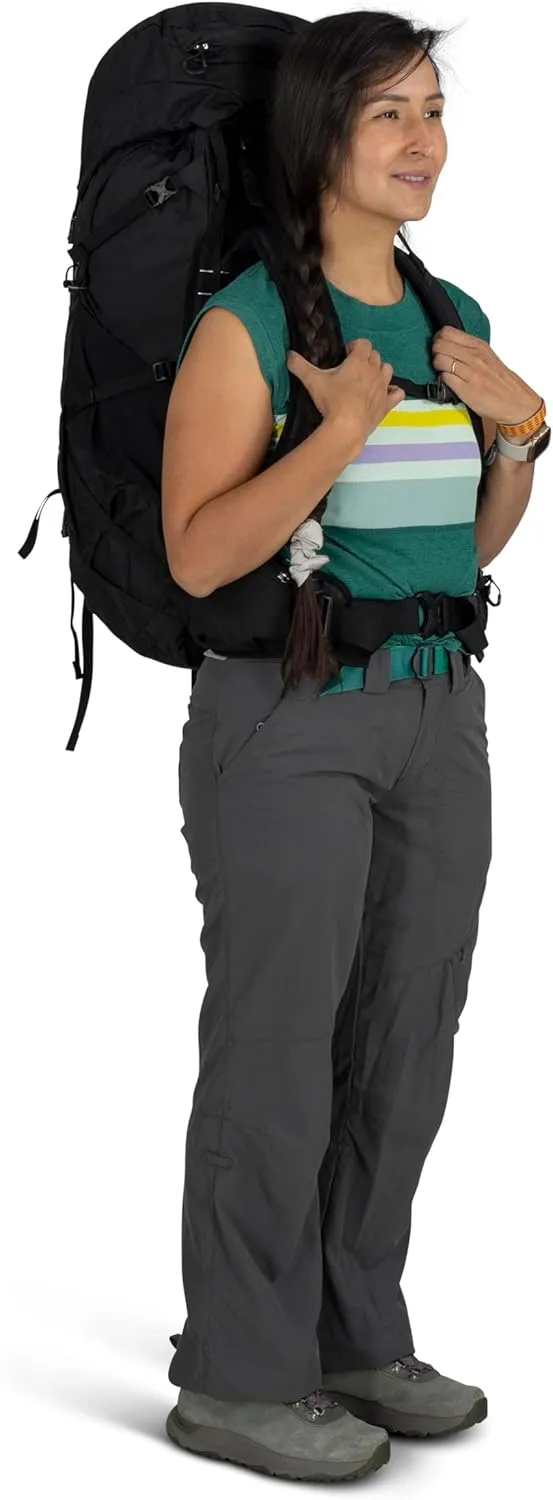 Osprey Tempest 44L Women's Lightweight Hiking Backpack with Hipbelt, Black/Coal Grey, XS/S