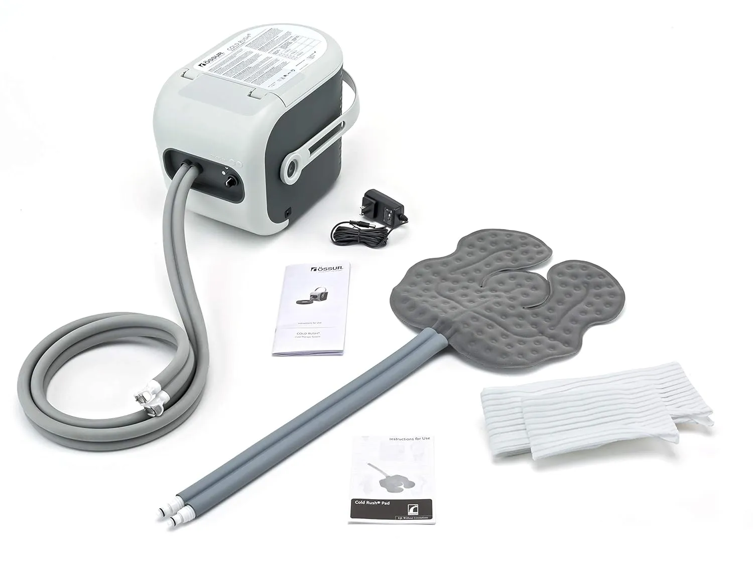 Ossur Cold Rush Therapy Machine System with Universal Pad - Ergonomic Ice Machine, Adjustable Cold Therapy Machine, Quiet and Lightweight Cooling Pad, Strong Cryotherapy Freeze Kit Pump