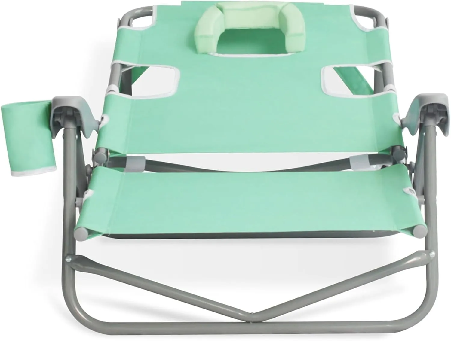 Ostrich Lightweight Portable Outdoor On Your Back Folding Reclining Chair with 5 Seat Adjustment and Cup Holder for Lawn, Beach, and Camping, Teal