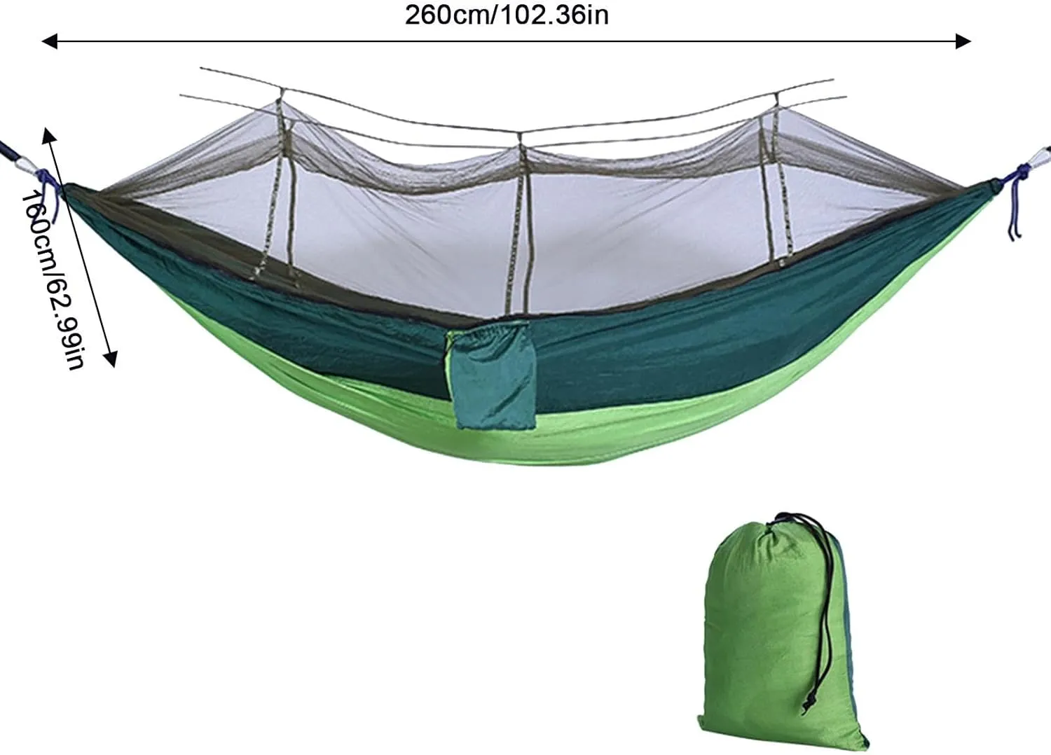 Outdoor Hammock with MosquitoNet, Lightweight Portable Hammock, 600 lbs Weight-Bearing, Breathable Ultra-Light Parachute Nylon Camping Travel Hammock, RP5G4QK7O6293VUG3