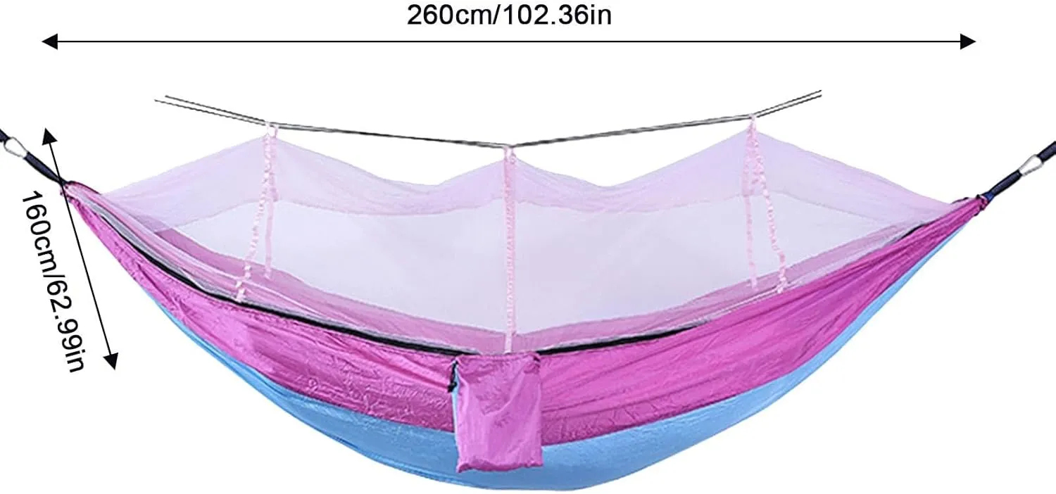 Outdoor Hammock with MosquitoNet, Lightweight Portable Hammock, 600 lbs Weight-Bearing, Breathable Ultra-Light Parachute Nylon Camping Travel Hammock, WUZE5BK63604VUG3