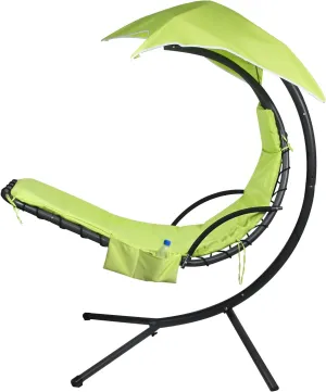 Outdoor Hanging Lounge Chair Replacement Cushion Cover and Umbrella Fabric, Made for Patio Curved Chaise Hammock Floating Swing Chair Pads, Waterproof Soft Fabric (Cushion Not Included), Green