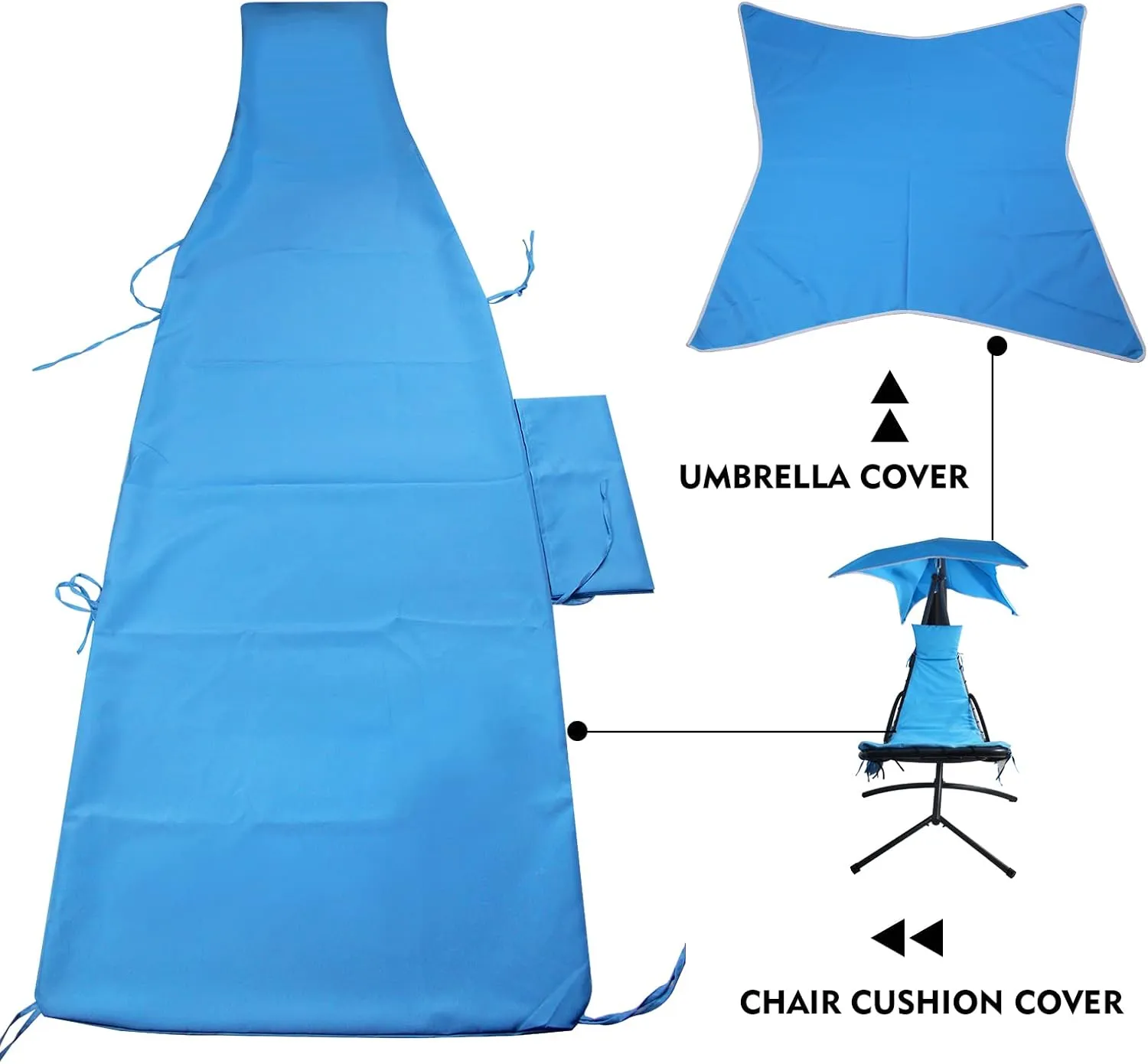Outdoor Hanging Lounge Chair Replacement Cushion Cover and Umbrella Fabric, Made for Patio Curved Chaise Hammock Floating Swing Chair Pads, Waterproof Soft Fabric (Cushion Not Included), Green