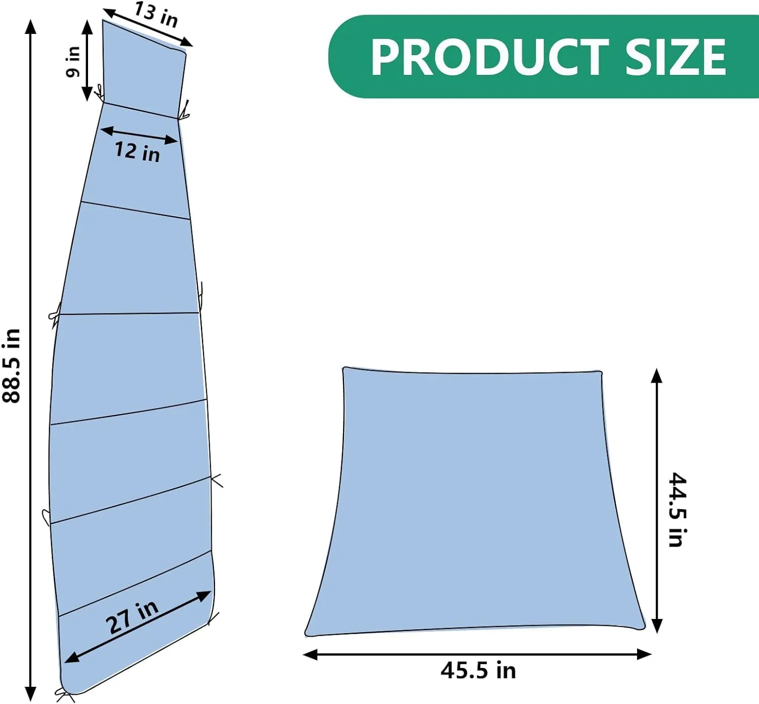 Outdoor Hanging Lounge Chair Replacement Cushion Cover and Umbrella Fabric, Patio Curved Chaise Hammock Floating Swing Chair Pads (Cushion Not Included) (Coffee)