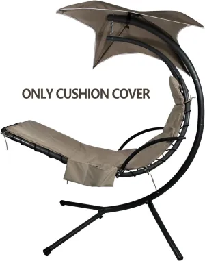 Outdoor Hanging Lounge Chair Replacement Cushion Cover and Umbrella Fabric, Patio Curved Chaise Hammock Floating Swing Chair Pads (Cushion Not Included) (Coffee)