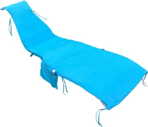 Outdoor Hanging Lounge Chair Replacement Cushion Cover and Umbrella Fabric, Patio Curved Chaise Hammock Floating Swing Chair Pads, Waterproof Soft Fabric (Cushion Not Included) (Lake Blue & Khaki)