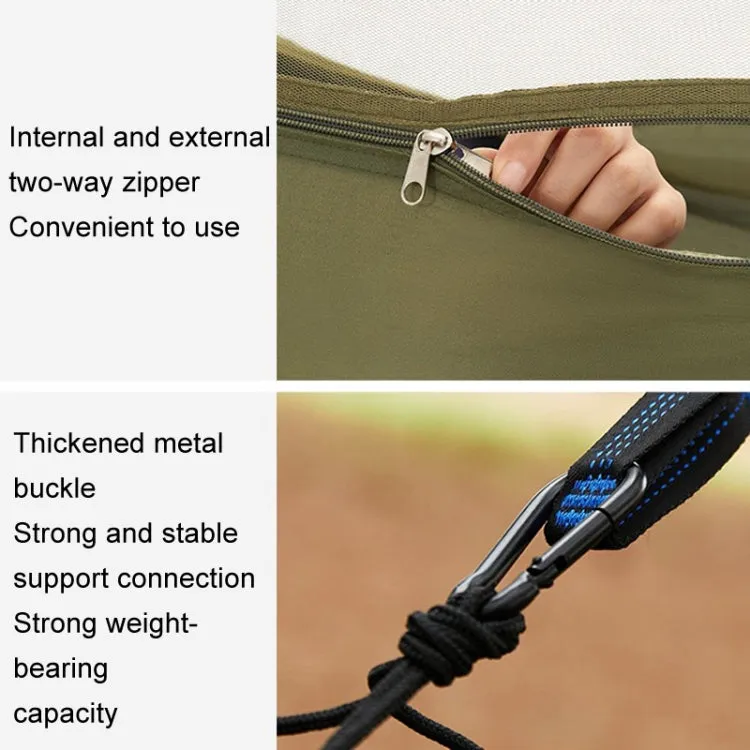 Outdoor Park Leisure Hammock Wild Camping Thickened Hammock With Mosquito Nets(Black Gray)