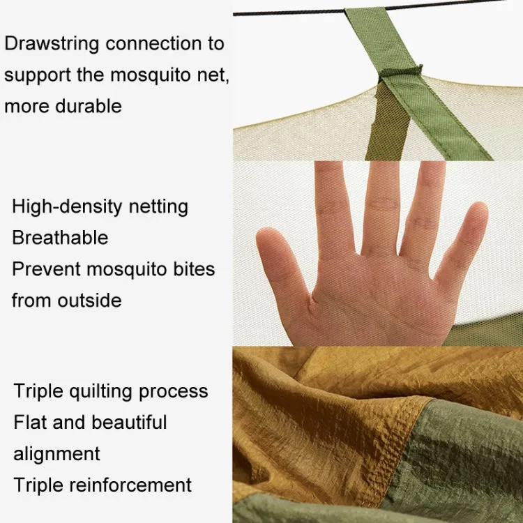 Outdoor Park Leisure Hammock Wild Camping Thickened Hammock With Mosquito Nets(Black Gray)