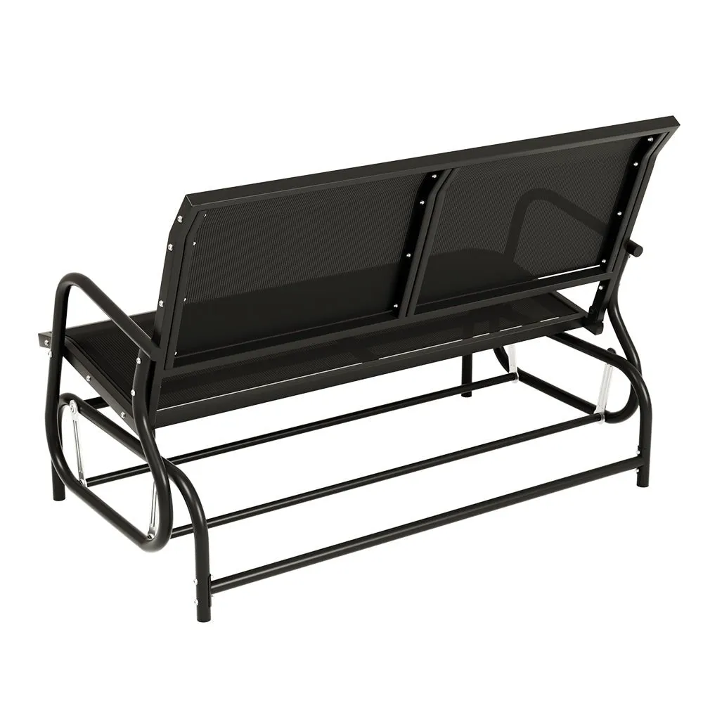 Outdoor Rocking Garden Bench Loveseat Black