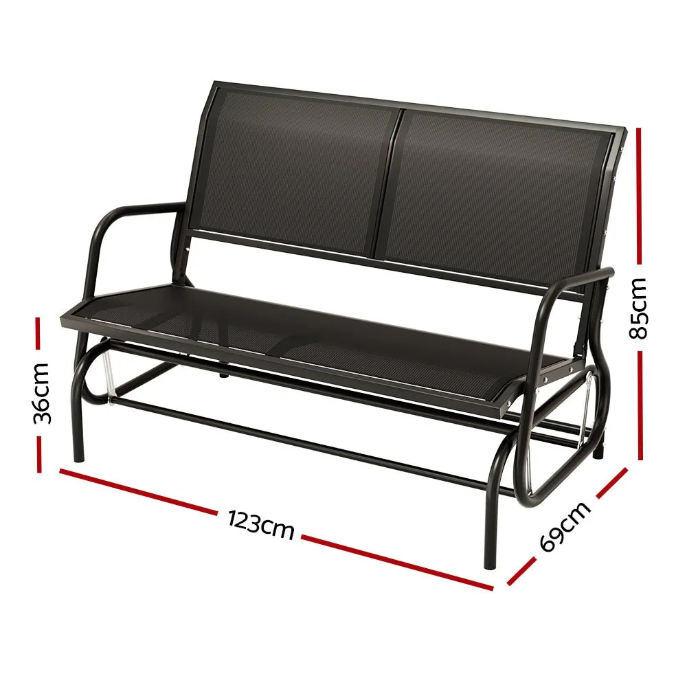 Outdoor Rocking Garden Bench Loveseat Black