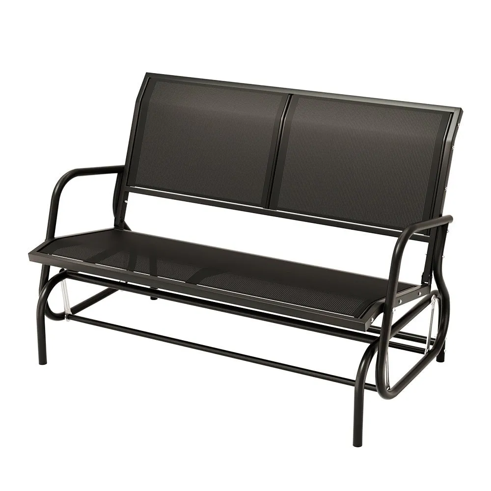Outdoor Rocking Garden Bench Loveseat Black