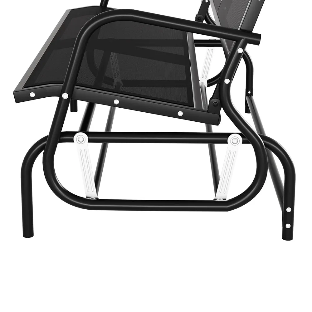 Outdoor Rocking Garden Bench Loveseat Black