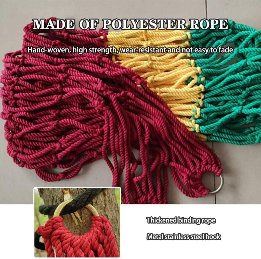 Outdoor Thick Nylon Rope Hammock, Summer Portable Mesh Breathable Swing, Storage Bag/tie Rope, Load Bearing 100kg/220.5lbs