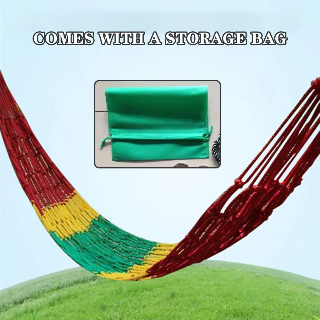 Outdoor Thick Nylon Rope Hammock, Summer Portable Mesh Breathable Swing, Storage Bag/tie Rope, Load Bearing 100kg/220.5lbs