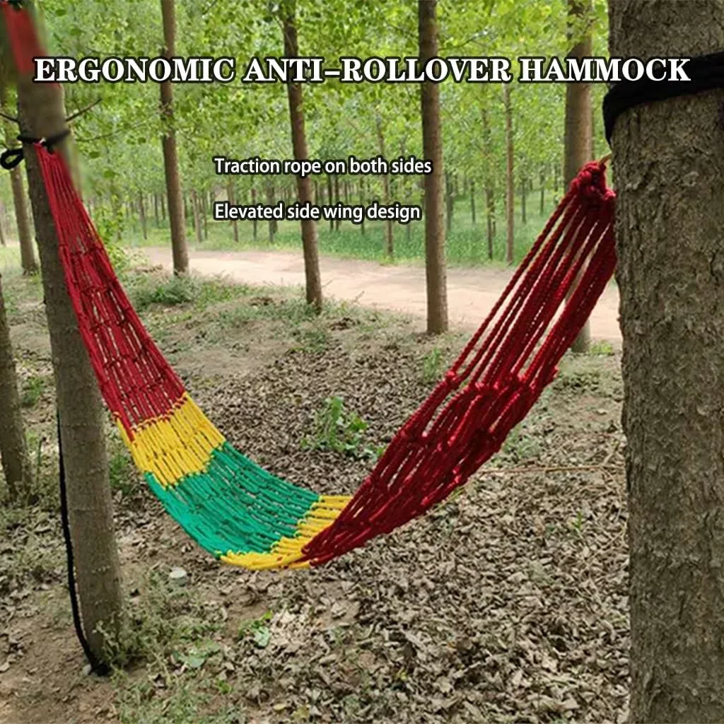 Outdoor Thick Nylon Rope Hammock, Summer Portable Mesh Breathable Swing, Storage Bag/tie Rope, Load Bearing 100kg/220.5lbs