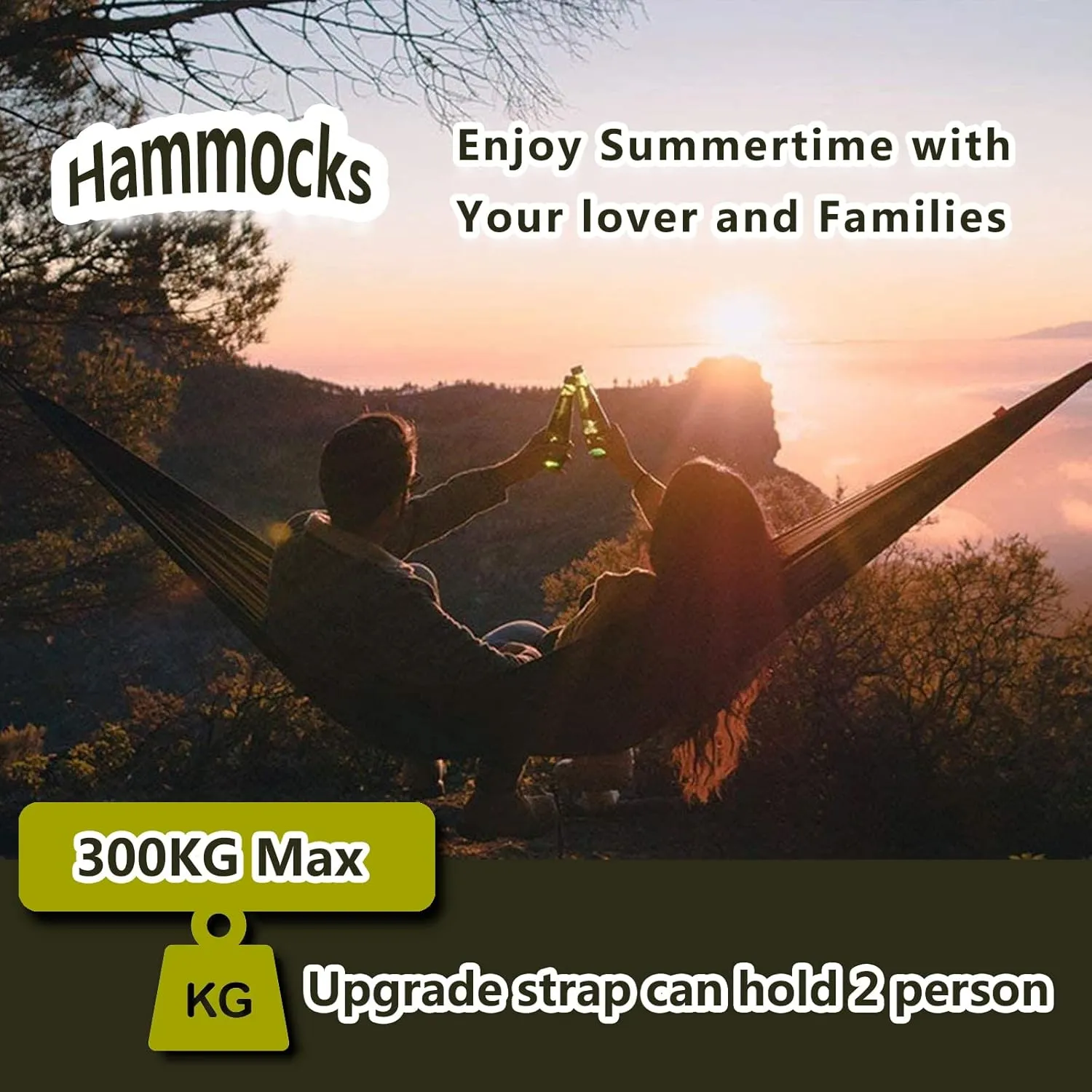 Outdoor Travel Hammock, Portable Camping Hammock, Double Hammock 200kg Load Capacity for Camping Hiking Backpacking,Blue
