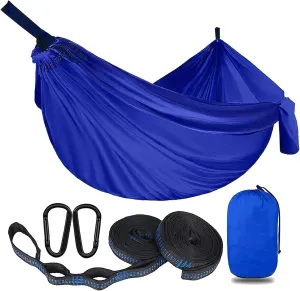 Outdoor Travel Hammock, Portable Camping Hammock, Double Hammock 200kg Load Capacity for Camping Hiking Backpacking,Blue