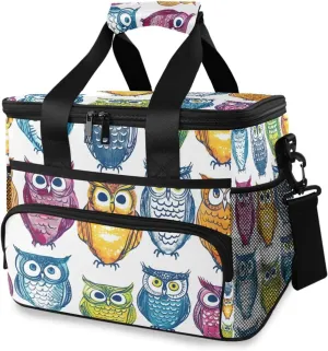 Owl Color Forest Animal Bird Cooler Bag Insulated Cooler Soft Sided Cooler 24 Can Portable Picnic Bag Large Leakproof Lunch Bag Box for Beach Grocery Camping Travel Car Men Women