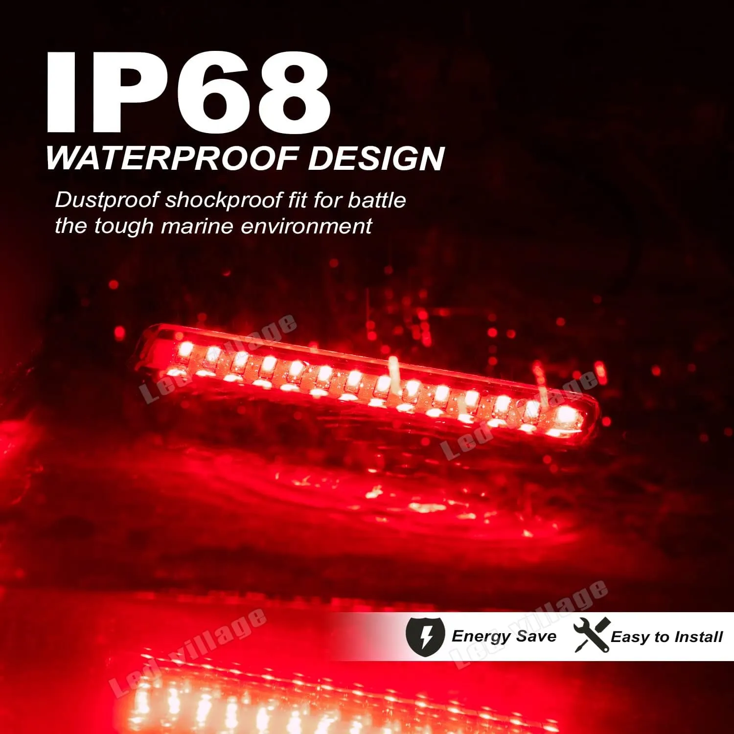 Pack of 2 Clear Lens Red Boat Marine Transom Lights 42 LED Stainless Steel Housing for Pontoon Skeeters Sailboats Catamaran Deck Navigation Lamps 10-30V DC