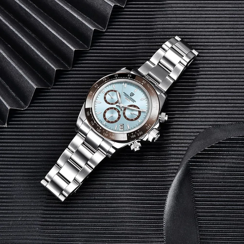 Pagani Design Classic Men's Quartz Watch Japan VK63 Movement Ceramic Bezel Stainless Steel Waterproof Business Sport Chronograph Date