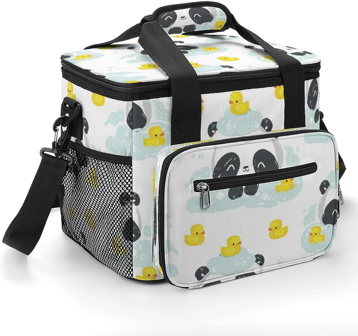 Panda Bear Yellow Duck 22.5L Insulated Camping Coolers Bag Cartoon Large Leakproof Ice Chest for Beach Travel Picnic
