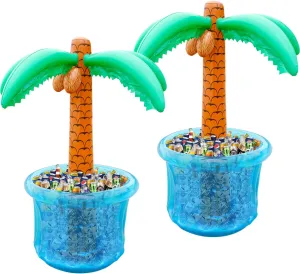 PARENTSWELL 2 Pack Inflatable Palm Tree Coolers, 63" Inflatable Cooler for Tropical Hawaiian Party Decorations Blow Up Drink Cooler for Summer Pool Jungle Luau Party Decoration Supplies