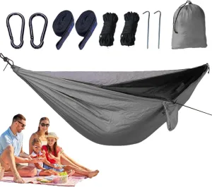 Patio Hammock - Outdoor Hammock | Hammock Fly Net | Portable Hammock Strong Capacity | Parachute Hammock Camping | Hammock Tarp, Foldable Hammock Net for Camping Hiking Fishing, Grey