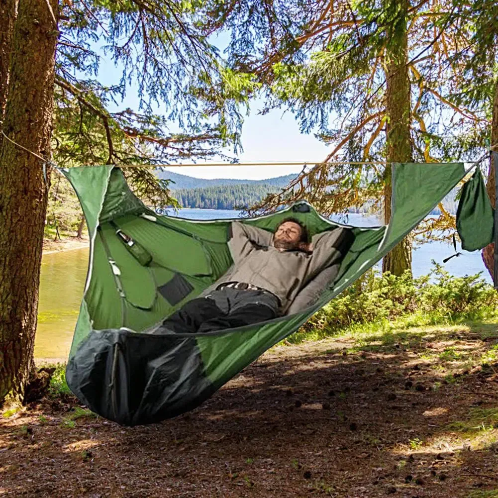 Patio Hammock with Bed Net - Multi-Person Family Camping Hammock with Hanging Bed for Outdoor Adventures