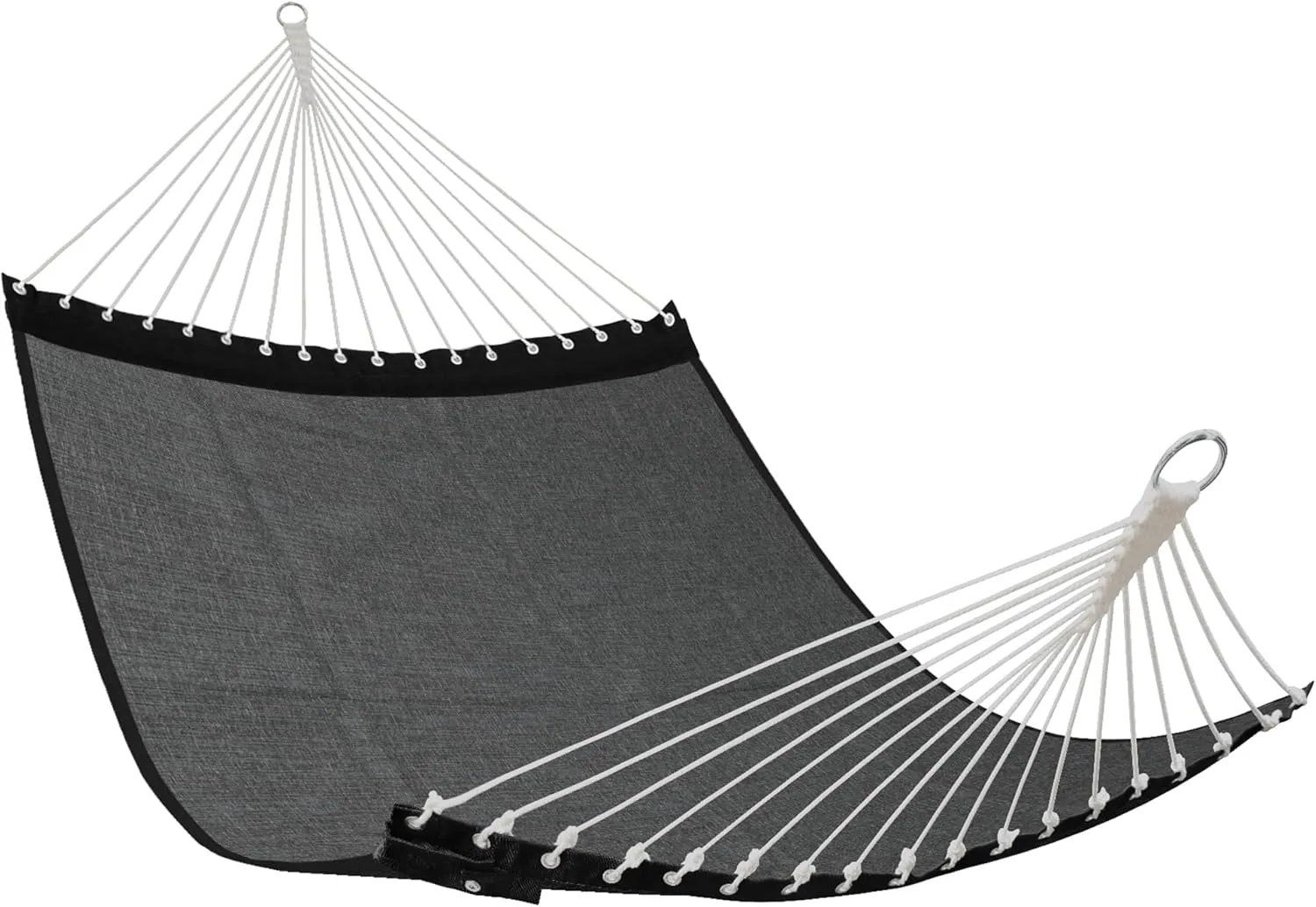 Patio Watcher 13 FT Quick Dry Olefin Hammock - Outdoor Double Hammock with Metal Curved Spreader Bars - 450 lbs Capacity - Dark Grey