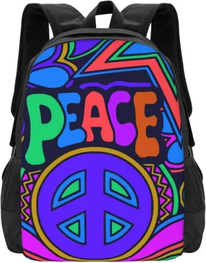 Peace And Love Flowers And Stars Hippie Design Lightweight Packable Backpack Travel Casual Hiking Daypack Foldable Backpack For Men Women